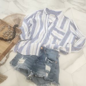 [LOFT] womens size xl, CUTEST EVER BUTTON UP vintagevibes blouse top w/ pocket.